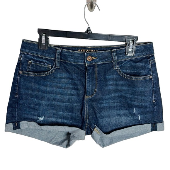 Arizona Jean Co distressed cuffed denim mini shorts size 11 - Picture 1 of 9